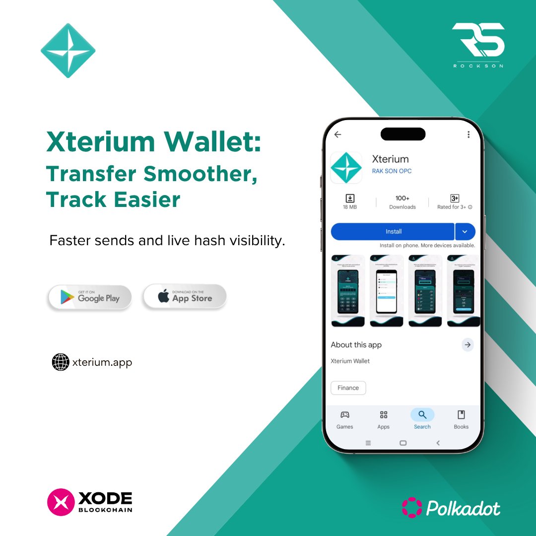 XodeNet's tweet image. 🔄Xterium Wallet: Transfer Smoother, Track Easier

Faster sends and live hash visibility.

#CryptoFlow #BlockchainWallet #XodeUX