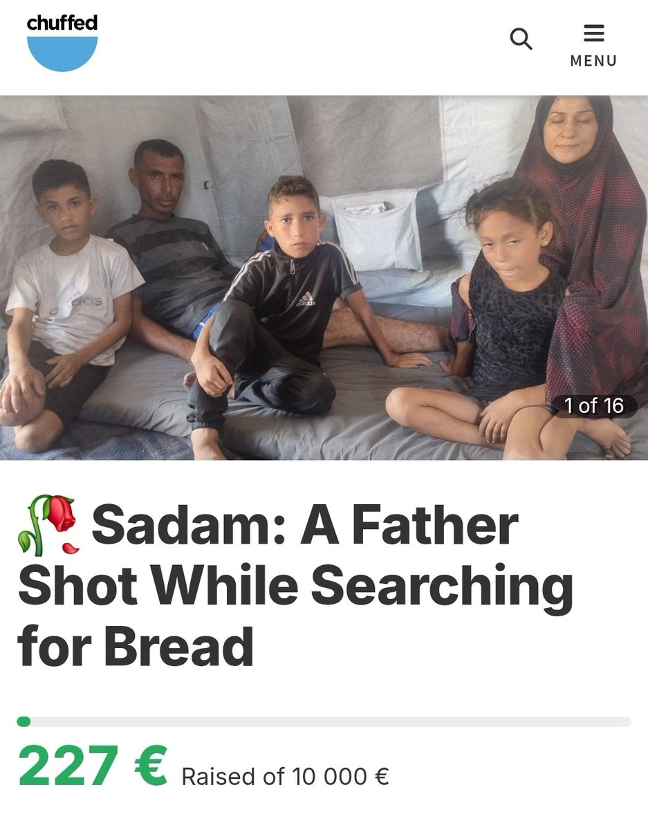 This is the smallest fundraiser I have and I want them to get a substantial donation to be able to buy food &amp; basics.

Donate here: chuffed.org/project/143047…

For <a href="/sdam21380/">صدام</a>'s family!