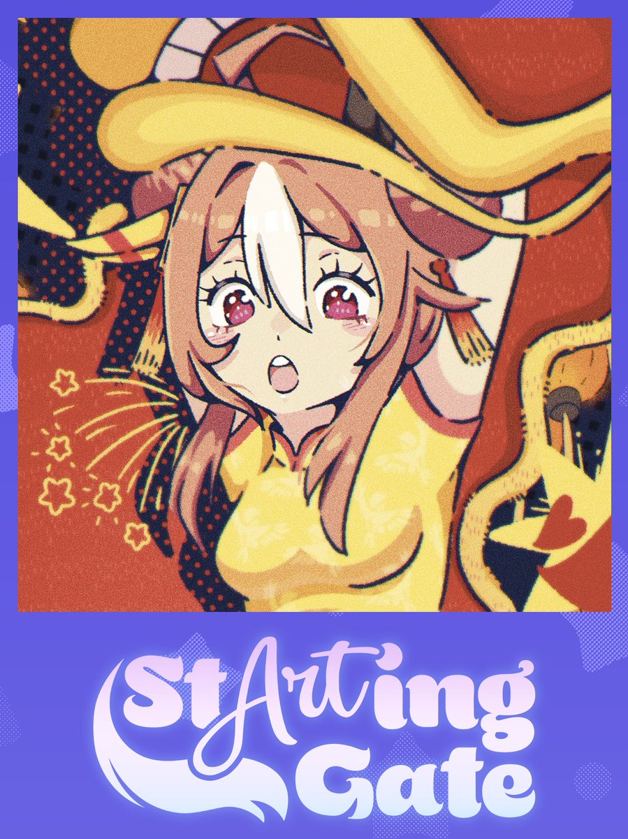 Preorders for #StartingGateZine have gone up! You can preorder at startinggatezine.bigcartel.com and all proceeds go to the Thoroughbred Charities of America! Thank you <a href="/umamusume_zine/">St-ART-ing Gate Zine</a> for letting me participate! I had the honor of drawing my girl Copano Rickey 😊🫶