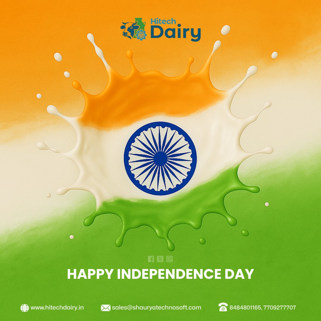 HitechdairyStpl's tweet photo. Tech-driven solutions for a self-reliant dairy.

Happy Independence Day

#IndependenceDayIndia  #IndependenceDay2025 #HappyIndependenceDay2025 #Indian #ERP #Dairy #technologies #Pune https://t.co/WT2ko0kVb0