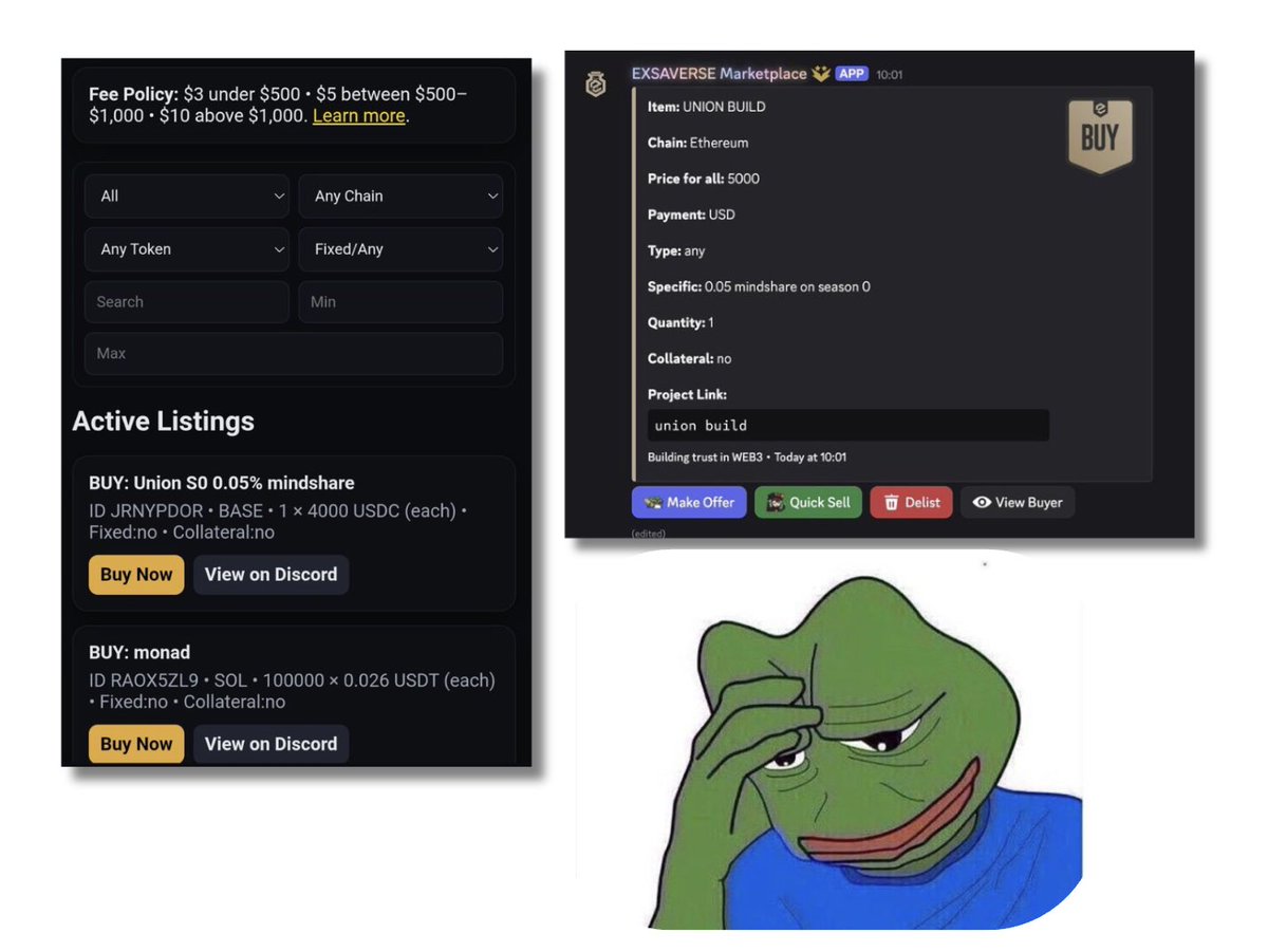 hey you…

yeah, you sharing/believing those exsaverse screenshots

it’s the local top for hopium, when you start seeing ss of people listing their hopes on exsaverse marketplace.

it happened with steady teddy wl, fp after mint didn’t meet up

then succinct testnet account,