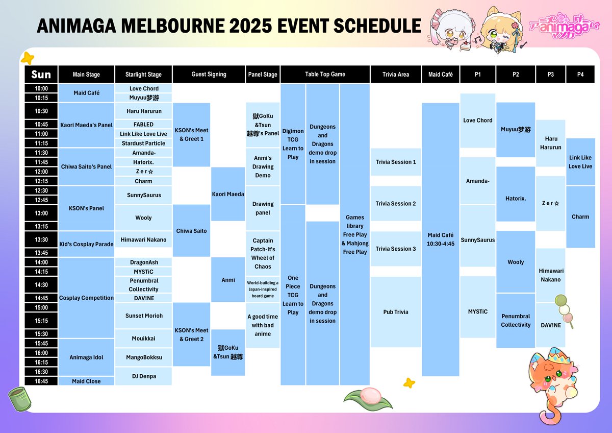The Animaga Melbourne 2025 Floorplan &amp; Event Schedule is LIVE! 🗓✨

Get ready for cosplay comps, idol stages, guest panels, gaming zones, Artist Alley &amp; the Super Anime Market — all in one epic weekend.

👉 animaga.com.au/animaga-melbou…

🎟 Tickets selling fast!