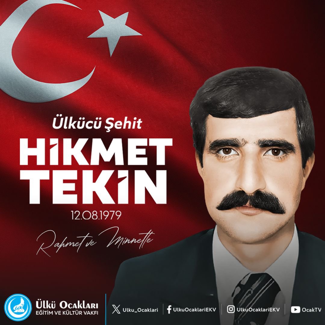 MHP Bingöl Belediye Başkanlığı görevini sürdürürken 12 Ağustos 1979 tarihinde Pkk’lı teröristlerce gerçekleştirilen hain saldırı sonucu şehadete eren Ülkücü Şehidimiz Hikmet Tekin’i rahmet ve minnetle anıyoruz.