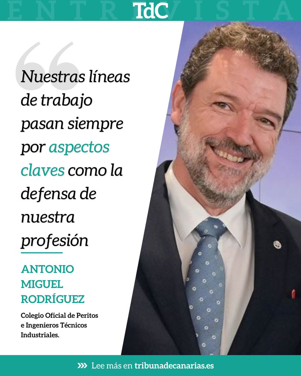🔝 “Nuestras líneas de trabajo pasan siempre por aspectos claves como la defensa de nuestra profesión”

🗣️ #Entrevista a Antonio Miguel Rodríguez, Colegio Oficial de Peritos e Ingenieros Técnicos Industriales (<a href="/coititf/">COGITITF</a>)

🗞️ Léela al completo aquí 🔗 tribunadecanarias.es/antonio-miguel…
