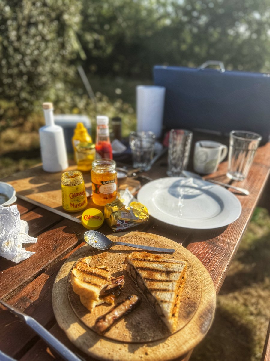 Eating outdoors is the best

Sausage Marmalade &amp; Colman’s Mustard is a winner