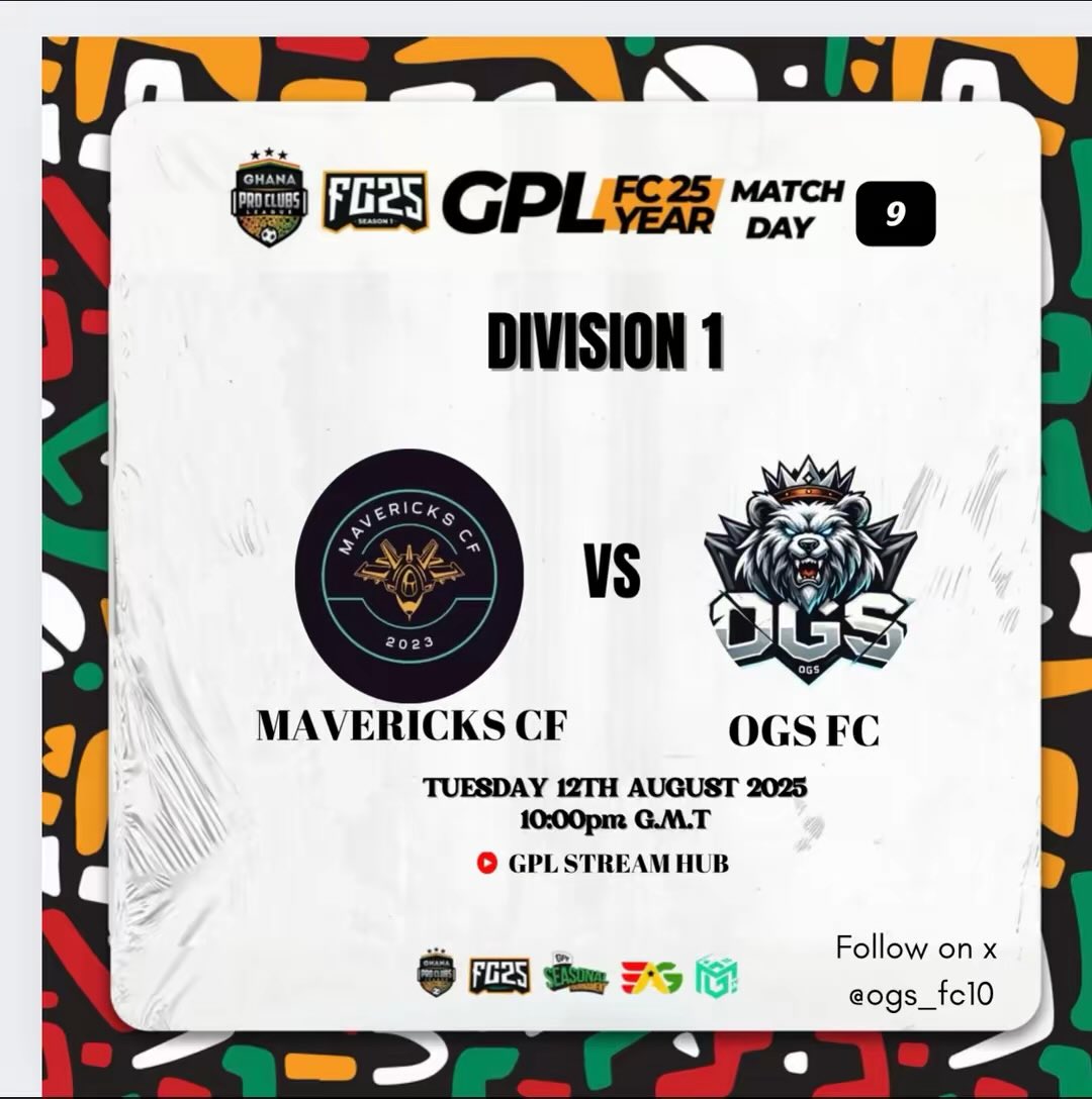 ogs_fc10's tweet image. 𝗜𝗧'𝗦 𝗠𝗔𝗧𝗖𝗛𝗗𝗔𝗬!!! 👀🏆

🏆 GPL Pro Clubs Division (1) League 
🏟  Rest In Peace 
🆚  @Mavericks_eCF 
⏰ 22:00 KO GMT 
📺 Sky Sports