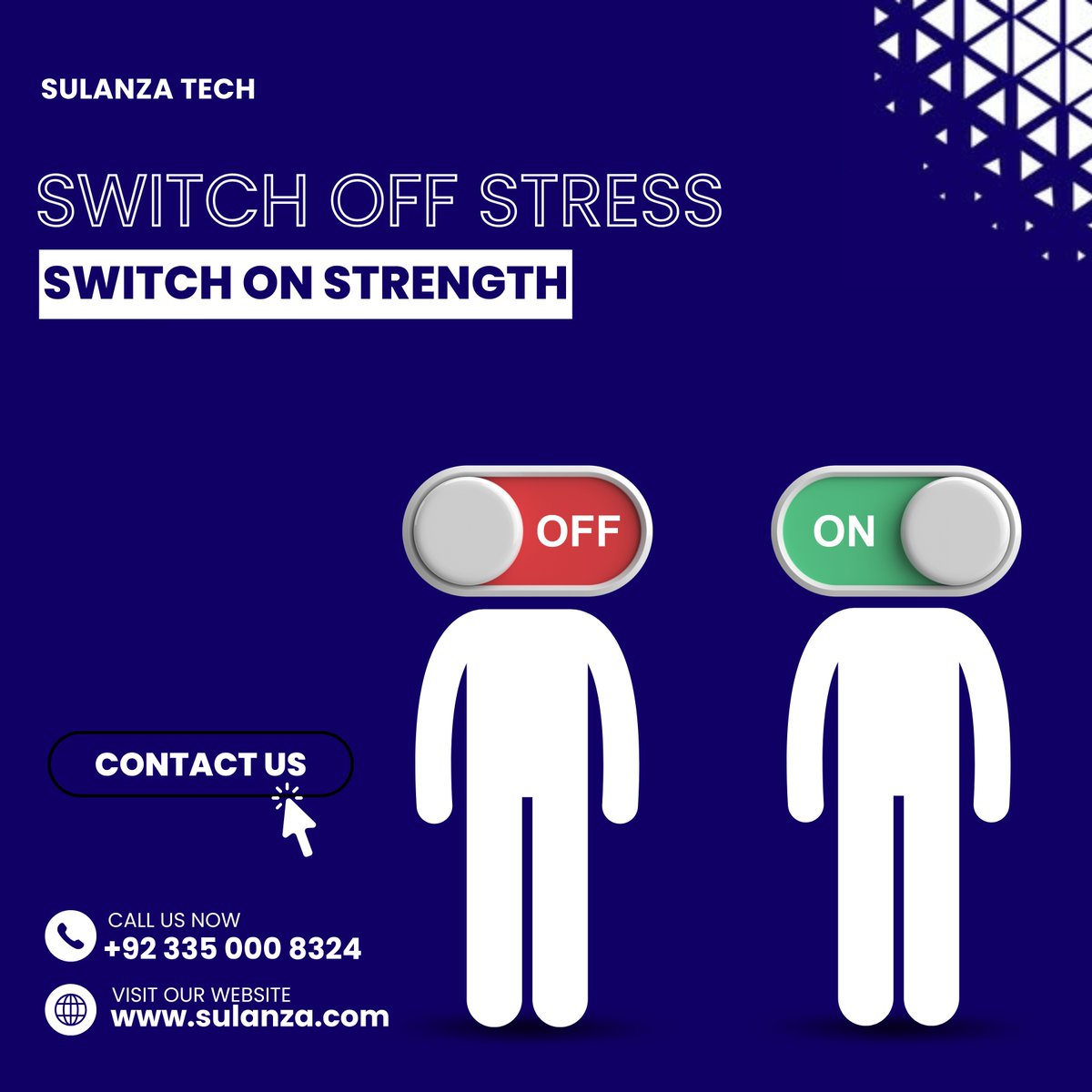 SulanzaTech's tweet image. Switch Off the Stress — Switch On the Strength!
At Sulanza Tech, we help businesses leave the chaos behind and step into confident digital growth. Ready to power up your brand?
#SulanzaTech #DigitalStrength #StressFreeSuccess #EmpowerYourBrand #SwitchOnSuccess