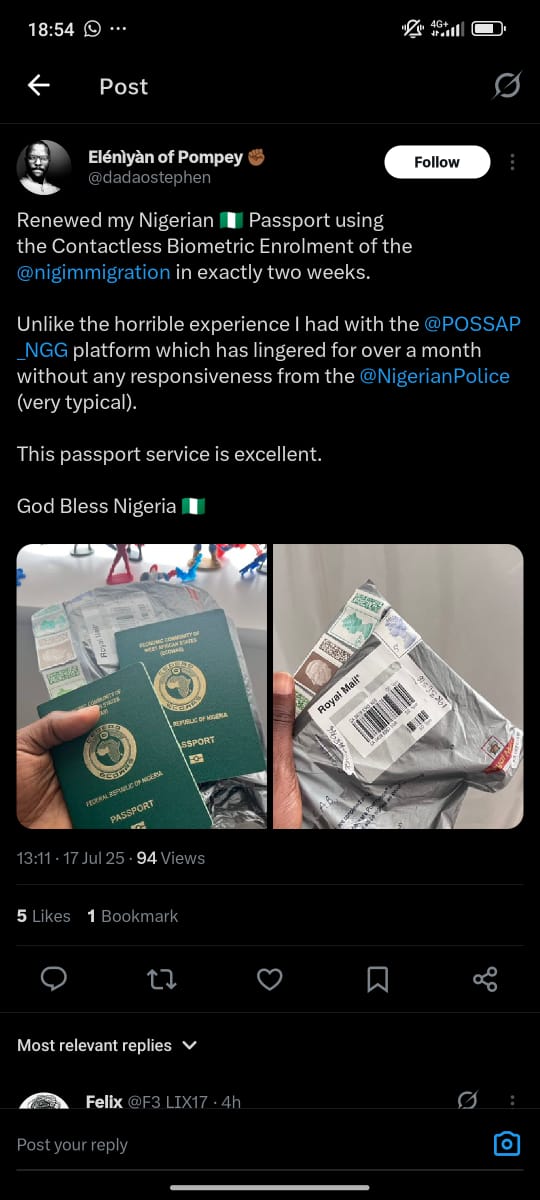 Onsogbu's tweet photo. Whatever Dr Olubunmi Tunji-Ojo @BTOofficial Honourable Minister of Interior is doing to make people believe in the #RenewedHope agenda of President Bola Ahmed Tinubu GCFR @officialABAT he should keep doing it....

Just see testimonials... https://t.co/6vLaPiI0SH
