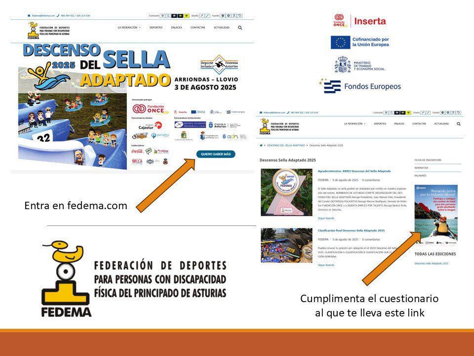 FEDEMA Deporte Adaptado Asturias (@fedemasturias) on Twitter photo 📣 XXXII Descenso del #SellaAdaptado
➡️ Sorteo Inserta Empleo Asturias <a href="/portalento_/">Por Talento</a>
¿Has participado en el evento y aún no te has registrado para el sorteo de Inserta Empleo Asturias?
¡Quedan 2 días! ¡Suerte!🤞🏻🍀
#deporteasturiano
#deporteinclusivo
#compañerosdeaventura 📣 XXXII Descenso del #SellaAdaptado
➡️ Sorteo Inserta Empleo Asturias <a href="/portalento_/">Por Talento</a>
¿Has participado en el evento y aún no te has registrado para el sorteo de Inserta Empleo Asturias?
¡Quedan 2 días! ¡Suerte!🤞🏻🍀
#deporteasturiano
#deporteinclusivo
#compañerosdeaventura