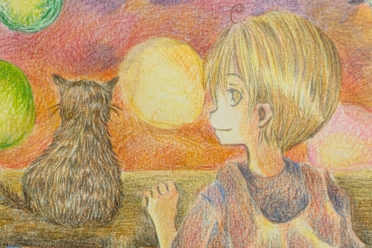 鉛筆画　「あたたかいとき」 鉛筆画 「あたたかいとき」 美術品・アンティーク・コレクション