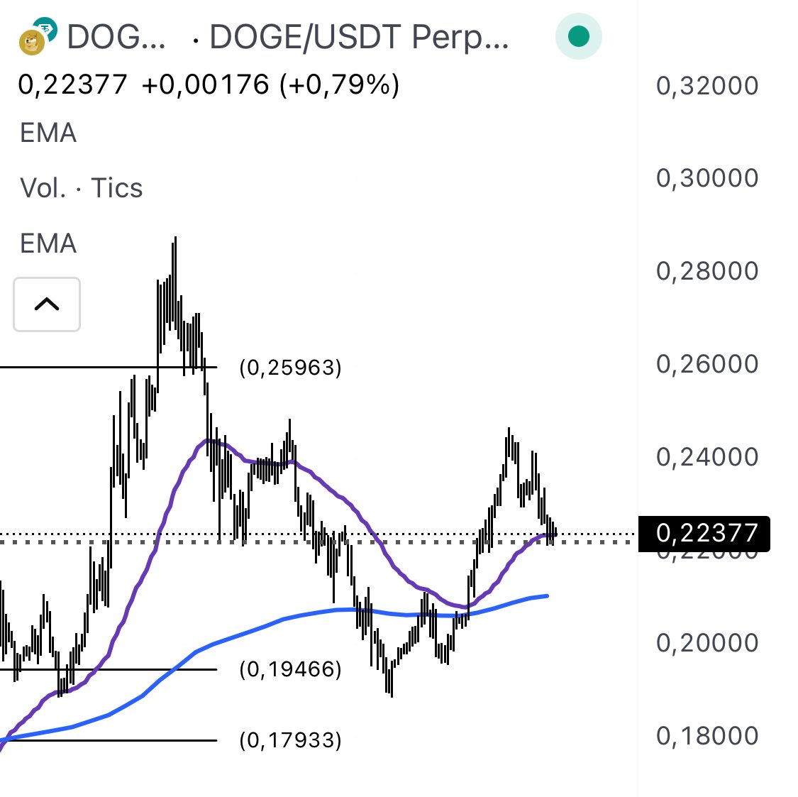 Compro $DOGE en la EMA rápida.

Si me deja a $0.20-21 le añado más.

Buenos días ☀️