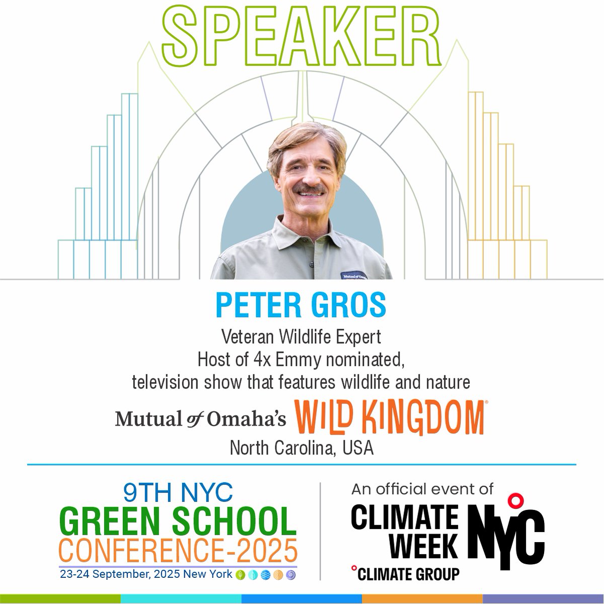 Wildlife Meets Green Education at the 9th NYC Green School Conference 2025
We are thrilled to welcome Peter Gros – veteran wildlife expert, conservationist, &amp; beloved host of the 4x Emmy-nominated Mutual of Omaha's Wild Kingdom  – as an inspiring speaker #Sustainability