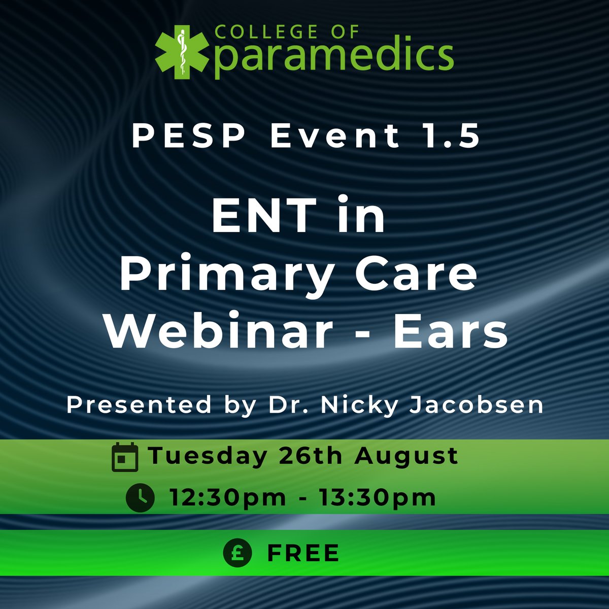 🚨 PESP continues on Tuesday 26th August 2025 (12:30-13:30). 

🗣️ Dr. Nicky Jacobsen will present the first in a three-part educational series on ENT conditions in primary care, with a focus on disorders affecting the ear. 

To register, click here ➡️ bit.ly/47bmwzp
