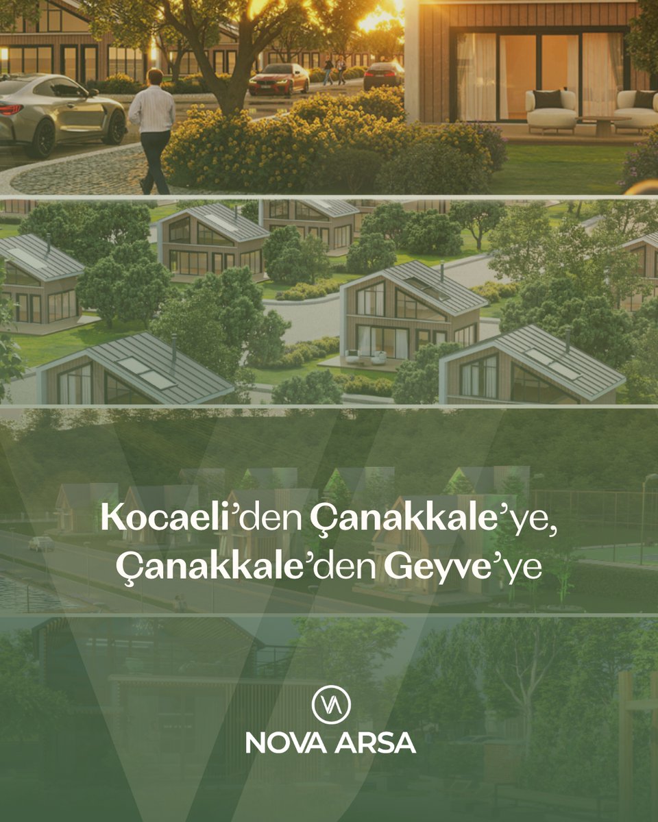NovaArsaTR's tweet photo. Kocaeli’den Çanakkale’ye, Çanakkale’den Gevye’ye…

Nova Arsa’nın doğaya komşu projeleriyle kendi yazlığınızı kurmak artık uzak bir hayal değil.

Bugün yatırım yapın, yarın kendi evinizin kapısını açın.

#NovaArsa #YaşamAlanı #TarımArazisiDeğildir https://t.co/J1URQkANZX