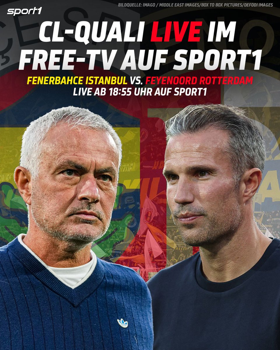 Die Champions-League-Qualifikation LIVE im Free-TV auf SPORT1 💥🔥
Ab 18:55 Uhr übertragen wir das Rückspiel in der CL-Qualifikation zwischen Fenerbahce Istanbul und Feyenoord Rotterdam im Free-TV!
#sport1 #sport1news #UCL #mourinho #fenerbahce #vanpersie #feyenoord