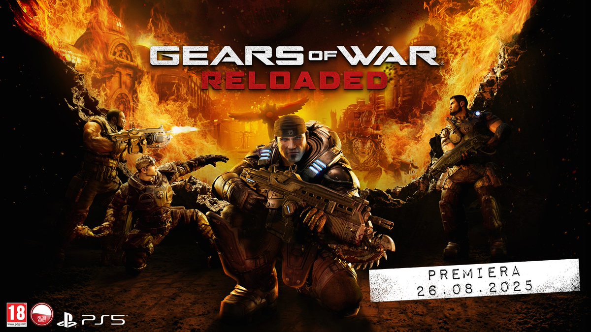 Hordy szarańczy dotarły już na PlayStation 5. Czas zebrać oddział! 💥 
🛒 Zamów w przedsprzedaży Gears of War: Reloaded: spkl.io/6013AKWDx