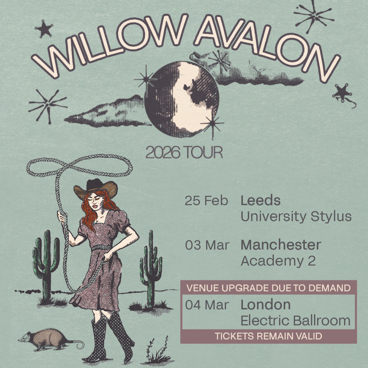 Country2Country (@c2cfestival) on Twitter photo Due to huge demand Willow Avalon has upgraded her London show to <a href="/EBallroomCamden/">Electric Ballroom</a> π«
All original tickets remain valid, extra tickets on sale now via <a href="/gigsandtours/">gigsandtours</a> & <a href="/AXS_UK/">AXS_UK</a> ποΈ C2C.lnk.to/Presents Due to huge demand Willow Avalon has upgraded her London show to <a href="/EBallroomCamden/">Electric Ballroom</a> π«
All original tickets remain valid, extra tickets on sale now via <a href="/gigsandtours/">gigsandtours</a> & <a href="/AXS_UK/">AXS_UK</a> ποΈ C2C.lnk.to/Presents