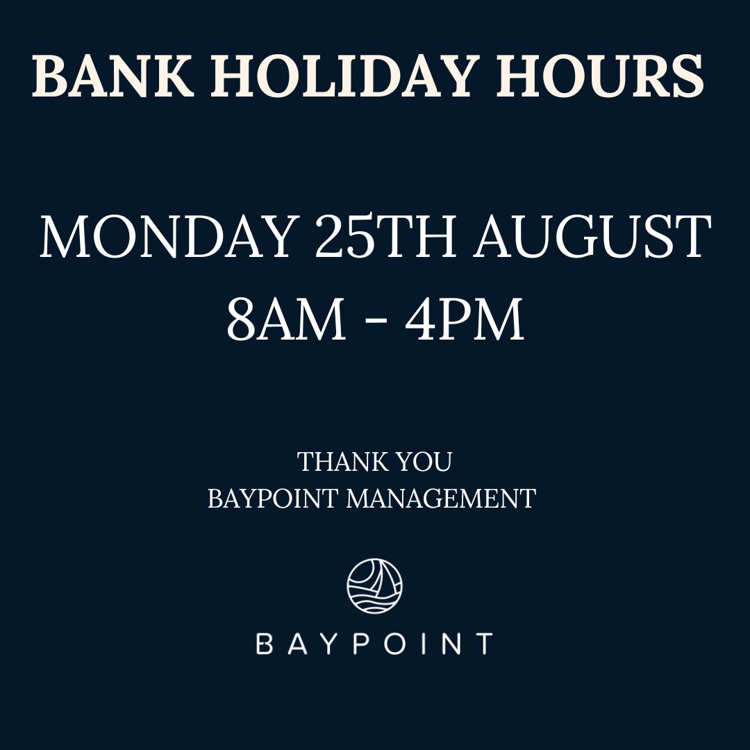 Please be advised that we are open from 8:00 AM to 4:00 PM on Bank Holiday Monday (25th August 2025).