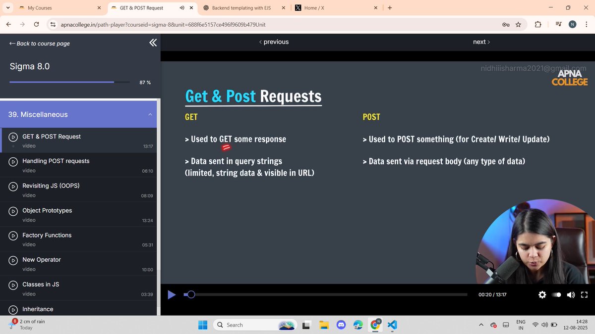 NidhiSharm93174's tweet image. GET a job. POST about it later. 🖤 #WebDev #CodingHumor #NodeJS #EJS #ApnaCollege #Sigma8
starting this.