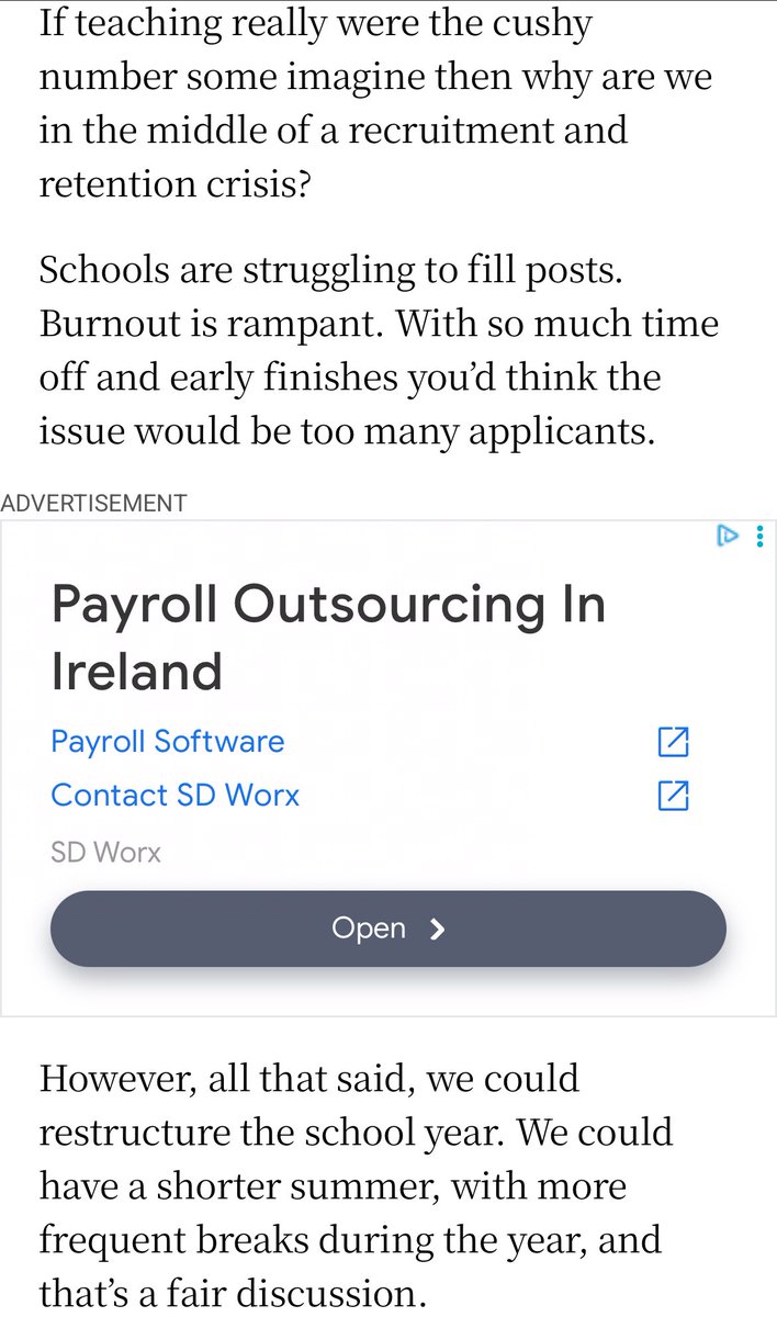 ciaraquill's tweet photo. #edchatie
Are school holidays too long? A mother of two &amp; school principal debate
https://t.co/smgsKRkxCl…
Well said 👏🏻 @simonmlewis 
To be fair, the parent Niamh made valid points &amp; did not denigrate teachers unlike some pieces on school hols by Jen Hogan, Mary McCarthy et al. https://t.co/X6JEoJAelH