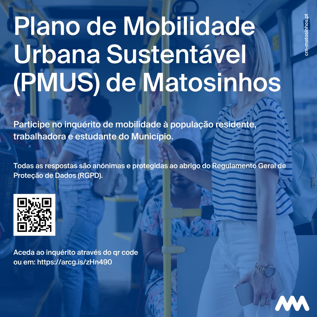 CM_MATOSINHOS's tweet image. Participe e ajude-nos a perceber os padrões de deslocação e necessidades reais da população, para uma mobilidade mais eficiente, segura e sustentável, e também os padrões e impactos da logística urbana, transporte de mercadorias e entrega de bens na sua área urbana.