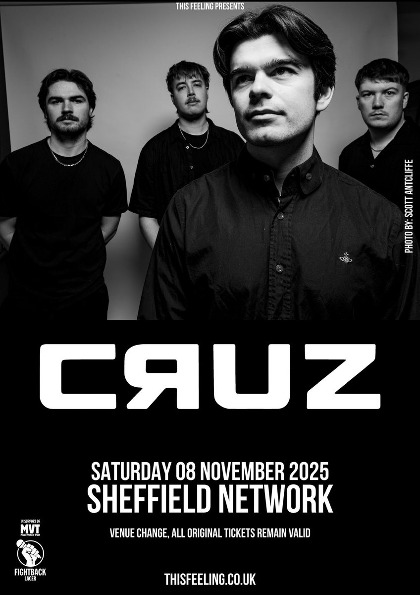 band_cruz's tweet image. Tickets are flyyyying out for our Sheffield headline gig! 

Our biggest show yet &amp;amp; we can’t wait to show you what we got planned! 

Grab them quick, they won’t be around long 👇 

🗓️ 8th Nov 
📍 Network, Sheffield
🎟️ skiddle.com/whats-on/Sheff…
