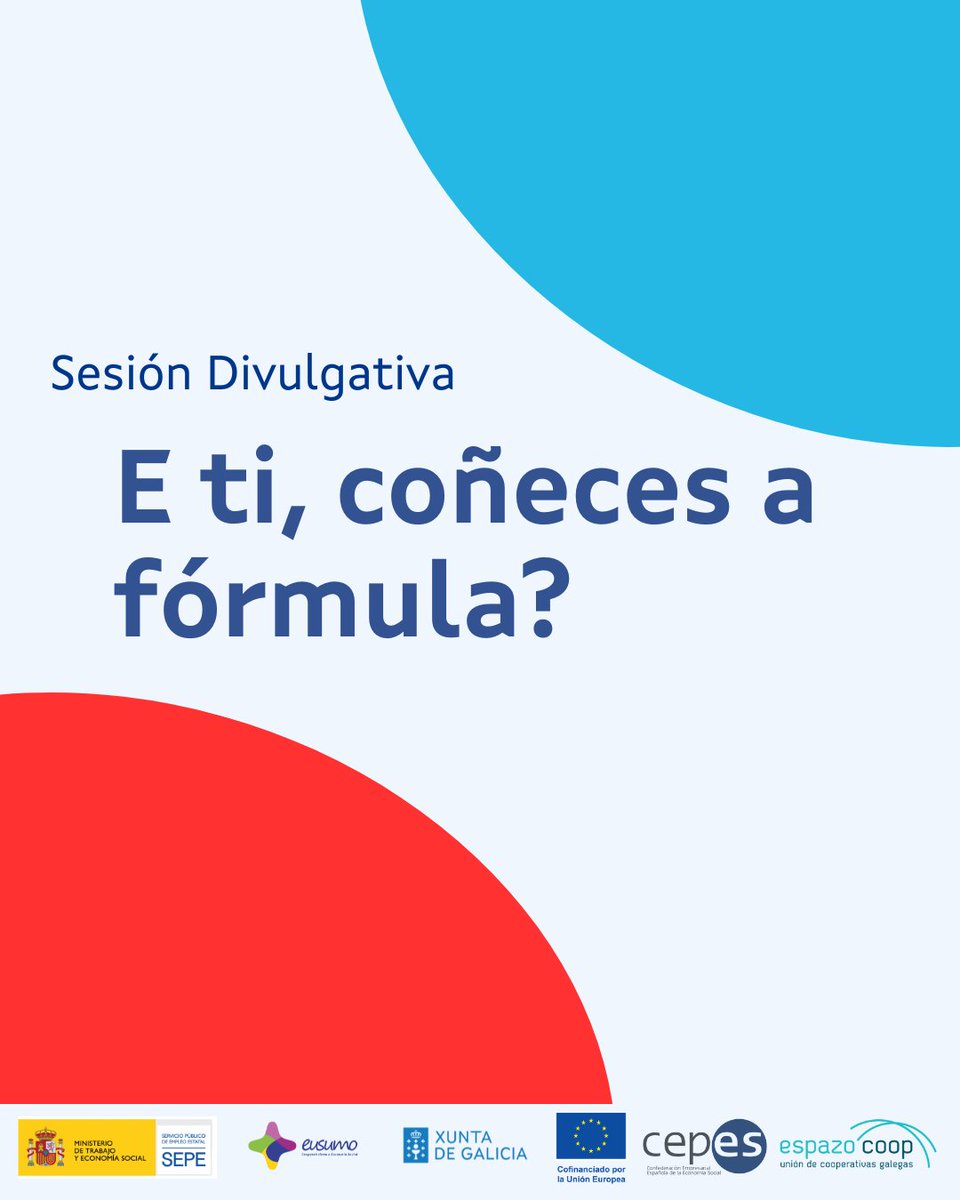 Eusumo Economía Social de Galicia (@eusumogal) on Twitter photo Únete a esta actividade organizada por <a href="/UnionEspazocoop/">Espazocoop</a>, no marco da #RedeEusumo, en colaboración co Programa de Emprego, formación, educación e economía social do FSE+
🗓️13/08
📍As Pontes de García Rodríguez
ℹeusumo.gal/sesion-divulga…
#coñecesaformula #Economiasocial Únete a esta actividade organizada por <a href="/UnionEspazocoop/">Espazocoop</a>, no marco da #RedeEusumo, en colaboración co Programa de Emprego, formación, educación e economía social do FSE+
🗓️13/08
📍As Pontes de García Rodríguez
ℹeusumo.gal/sesion-divulga…
#coñecesaformula #Economiasocial