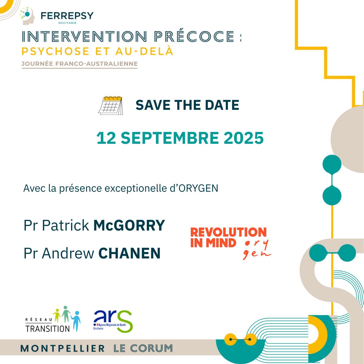 🚨 12 sept. 2025 – Intervention précoce en psychiatrie à Montpellier !
#FERREPSY organise une journée franco-australienne au Corum, avec <a href="/PatMcGorry/">Patrick McGorry</a> &amp; Chanen sur la prévention des psychoses émergentes. Une plongée dans l’innovation, l’expérience et le rétablissement.