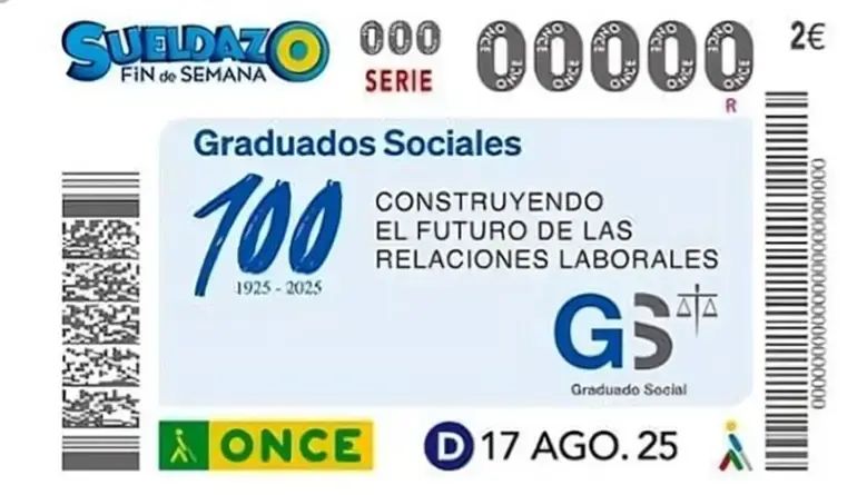 🎯 17 de agosto <a href="/ONCE_oficial/">ONCE</a> dedica su cupón al Centenario de la profesión de Graduado Social
Un homenaje que refuerza los lazos con una entidad Premio Justicia Social Andaluza
📢 Participa, adquiere tu cupón y ayúdanos a dar visibilidad a nuestra labor
#CentenarioGraduadoSocial