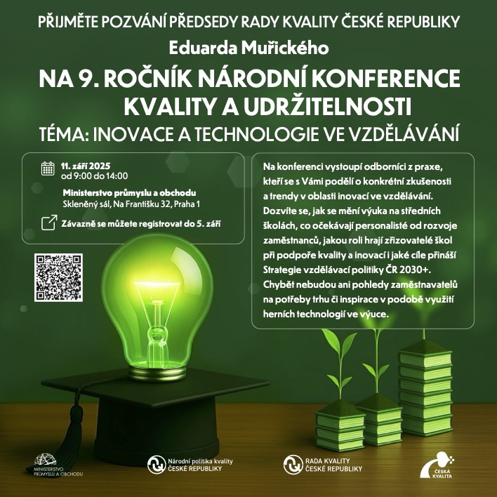 Jaké dovednosti budou potřebovat zaměstnanci budoucnosti zítřka? A jak je rozvíjet už dnes?

Na 9. Národní konferenci kvality a udržitelnosti se setkají odborníci z firem, škol, veřejné správy i vzdělávací politiky, aby hledali odpovědi na otázky, které formují naši budoucnost.