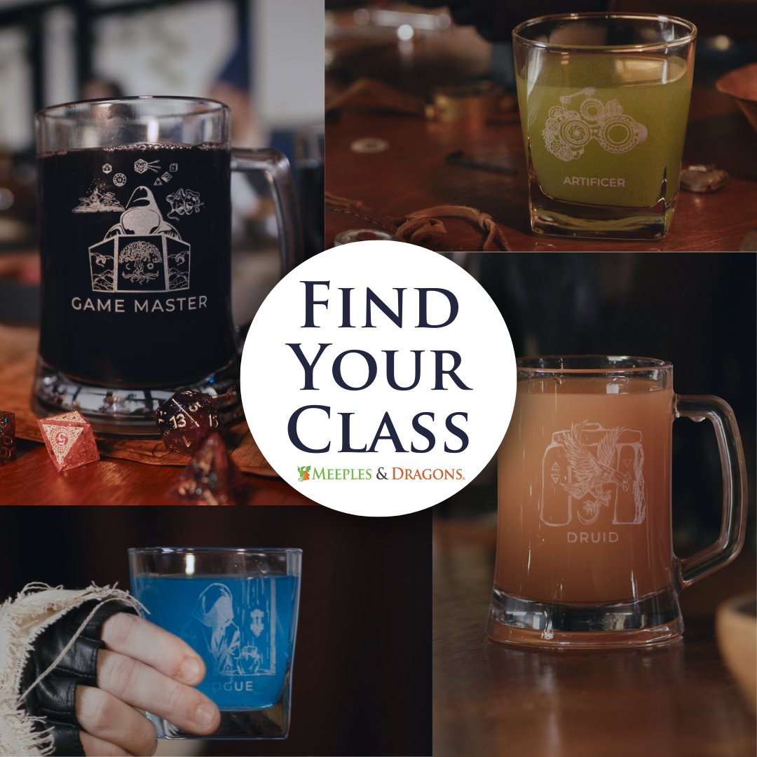 Have you seen our range of laser engraved glassware? Take a peek, find your class ⚔️🏹✨📚

rfr.bz/tf5cbe9

#FindYourClass #MeeplesAndDragons #dnd #ttrpg