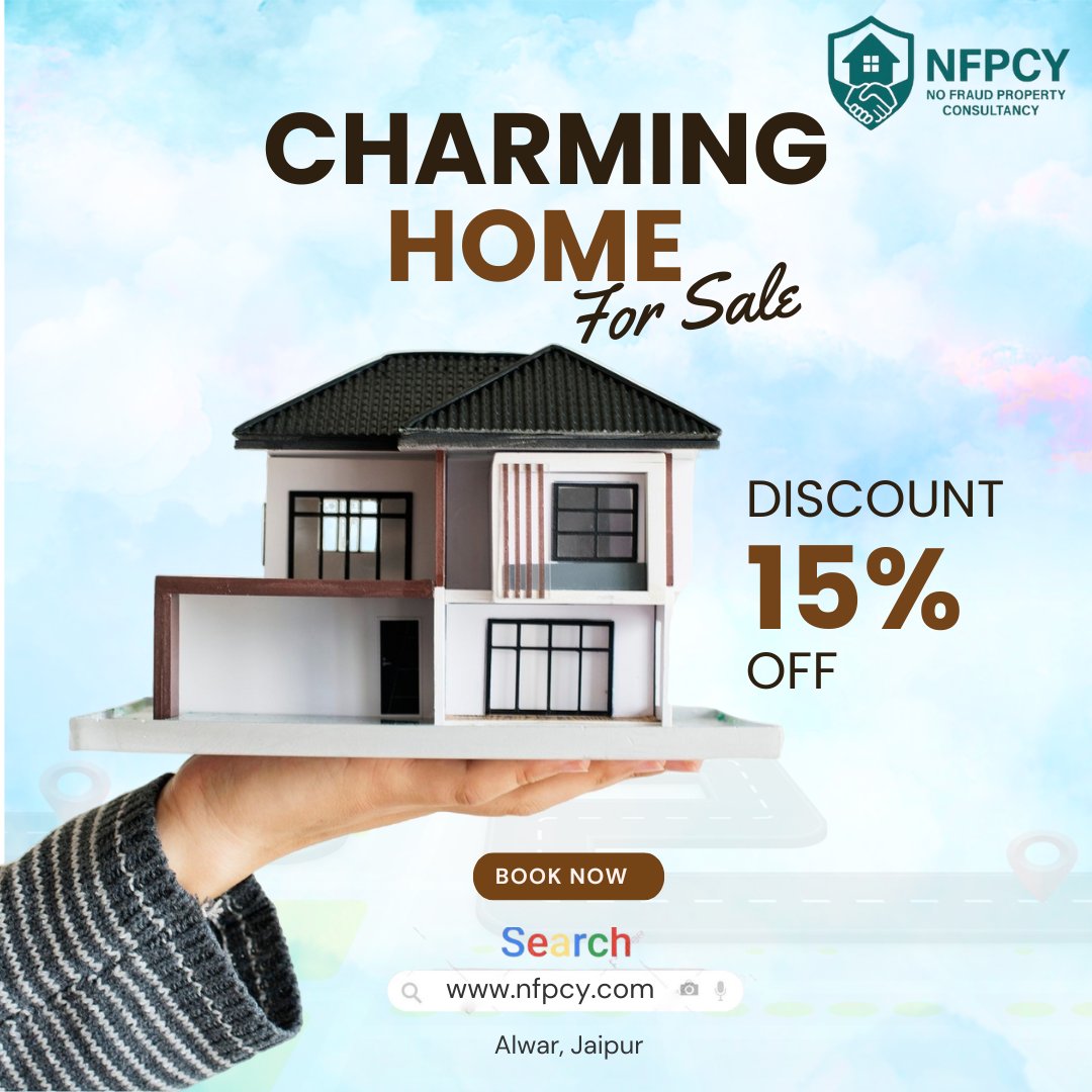 nfpcy_india's tweet photo. 🏠 Your Dream Home is Now Closer Than Ever!
Grab this Charming Home for Sale at an unbeatable 15% OFF ✨
📍 Alwar, Jaipur
💻 Visit: https://t.co/Sf3bLSXjdE
#NFPcy #NoFraudProperty #HomeForRent #ModernLiving #AffordableHomes #RealEstateIndia #DreamHome #HouseHunting #SafeProperty https://t.co/AVA1KrcgZj