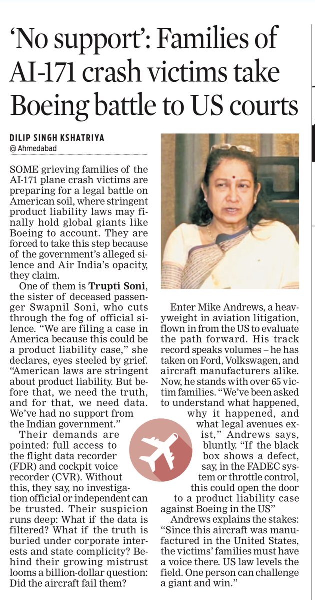 #Gujarat 

'No support from Indian govt': Families of #AirIndiaCrash victims take Boeing Battle to US Courts.

<a href="/jayanthjacob/">Jayanth Jacob</a>