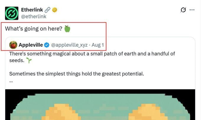 Anlice68's tweet photo. 💋Tham gia dự án AppleVille Airdrop - Backer By EtherLink 
🎁Phần thưởng: Điểm & Token (Đã xác nhận)

✅Link 👉🏻https://t.co/7Uu2YXUgIW

- Đăng nhập bằng tài khoản  Google
- Click Task => Hoàn thành nhiệm vụ xã hội
- Đăng nhập hàng ngày
- Vào phần Earn làm nhiệm vụ claim point thì dùng số point đó vào phần RP trên màn hình mua cái đất để trồng trọt 
- Sau đó vào phần SHOP để mua theo số lượng Point bạn có 
- Sau khi hoa màu mọc phát triển thì claim ấn vào chỗ đất trồng nhé 
- Cứ như thế là tăng Level thôi 
- Ấn ngôi nhà checkin > Done

💋Join the AppleVille Airdrop project - Backer By EtherLink
🎁Rewards: Points & Tokens (Confirmed)

✅Link 👉🏻https://t.co/7Uu2YXUgIW

- Log in with Google account
- Click Task => Complete social tasks
- Log in daily
- Go to Earn section to do the task of claiming points, then use that number of points in the RP section on the screen to buy land for farming
- Then go to SHOP section to buy according to the number of Points you have
- After the crops grow, claim by clicking on the land
- Just like that, you will increase Level
- Click on the house checkin > Done