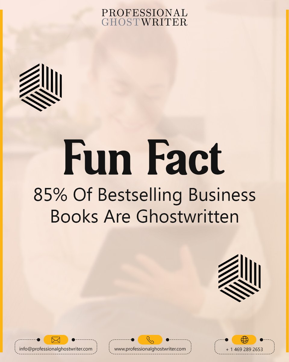profghostwriter's tweet image. The world’s biggest names hire pros. So should you.

#ProfessionalGhostwriter #YourVoiceOurCraft #BookWritingService #GhostwritingExpert
#BookEditing #WriteToday #GhostwritingTruth #Bestsellers #ProWriters