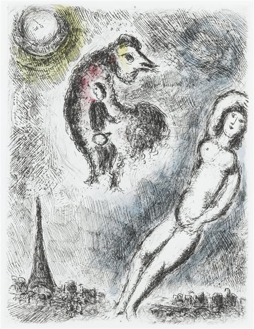 Illustration for Louis Aragon's work "One who says things without saying anything" #artbots #chagall
