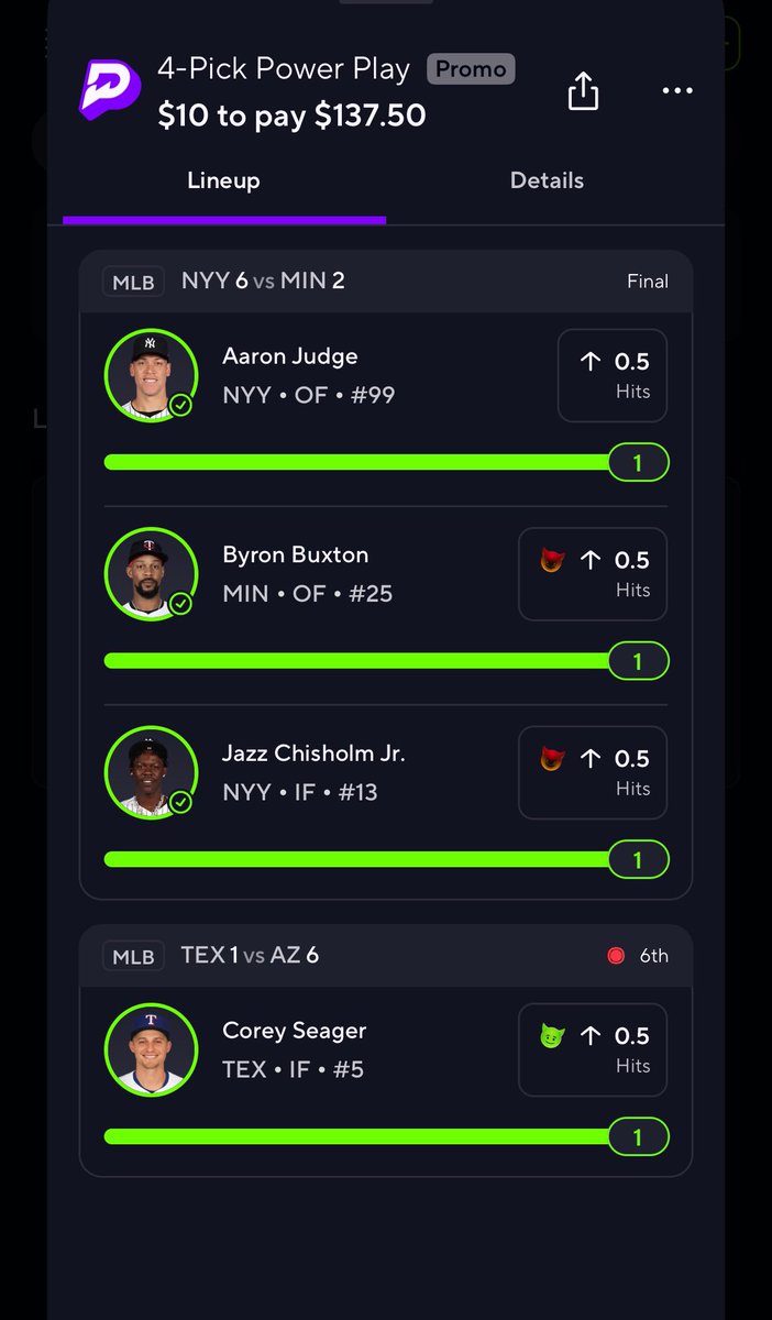 fufumicahb's tweet photo. .25u->4.22u ✅🤓🧙‍♂️I love live betting hitters ez $ #PrizePicks #MoneyMonday #backactive https://t.co/H1sg0IA4Ku