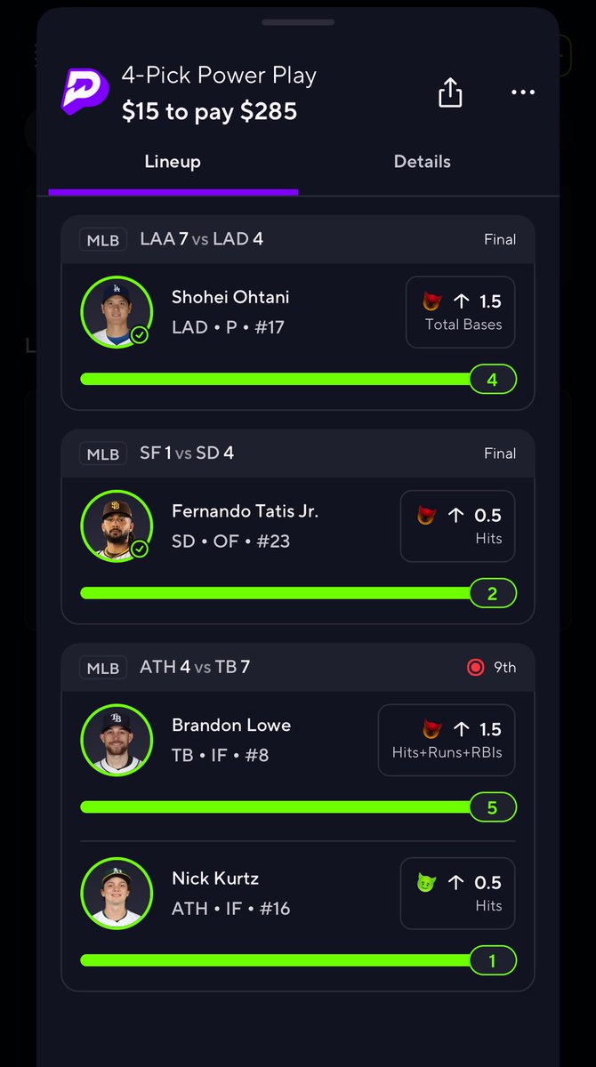 fufumicahb's tweet photo. .25u->4.22u ✅🤓🧙‍♂️I love live betting hitters ez $ #PrizePicks #MoneyMonday #backactive https://t.co/H1sg0IA4Ku