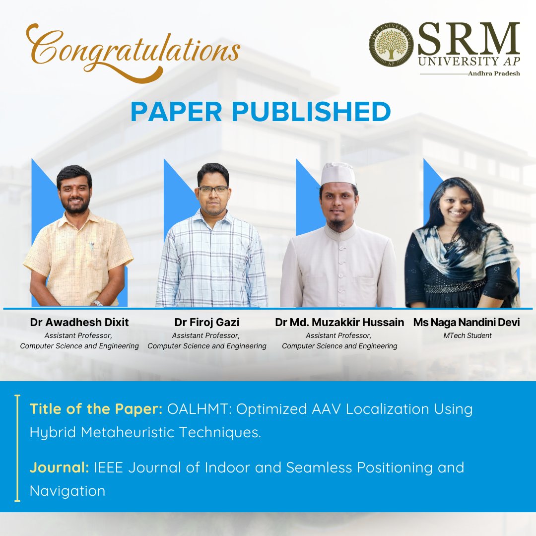 SRM University-AP (@srmuap) on Twitter photo ๐๐ซ๐๐๐ข๐ฌ๐ข๐จ๐ง ๐ข๐ง ๐ญ๐ก๐ ๐ฌ๐ค๐ข๐๐ฌ โ ๐ฉ๐จ๐ฐ๐๐ซ๐๐ ๐๐ฒ ๐๐๐ ๐๐ง๐ข๐ฏ๐๐ซ๐ฌ๐ข๐ญ๐ฒ-๐๐ ๐ข๐ง๐ง๐จ๐ฏ๐๐ญ๐ข๐จ๐ง!
A research team from the Department of Computer Science and Engineering has developed a hybrid smart system that takes autonomous aerial vehicle (AAV) ๐๐ซ๐๐๐ข๐ฌ๐ข๐จ๐ง ๐ข๐ง ๐ญ๐ก๐ ๐ฌ๐ค๐ข๐๐ฌ โ ๐ฉ๐จ๐ฐ๐๐ซ๐๐ ๐๐ฒ ๐๐๐ ๐๐ง๐ข๐ฏ๐๐ซ๐ฌ๐ข๐ญ๐ฒ-๐๐ ๐ข๐ง๐ง๐จ๐ฏ๐๐ญ๐ข๐จ๐ง!
A research team from the Department of Computer Science and Engineering has developed a hybrid smart system that takes autonomous aerial vehicle (AAV)