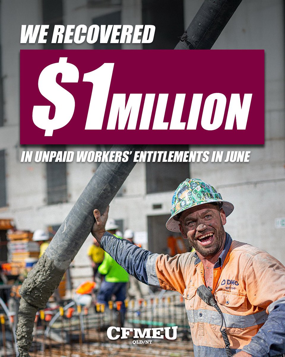 IT PAYS TO BELONG: Our organisers recovered more than $1 million in unpaid entitlements for members in June. 👊