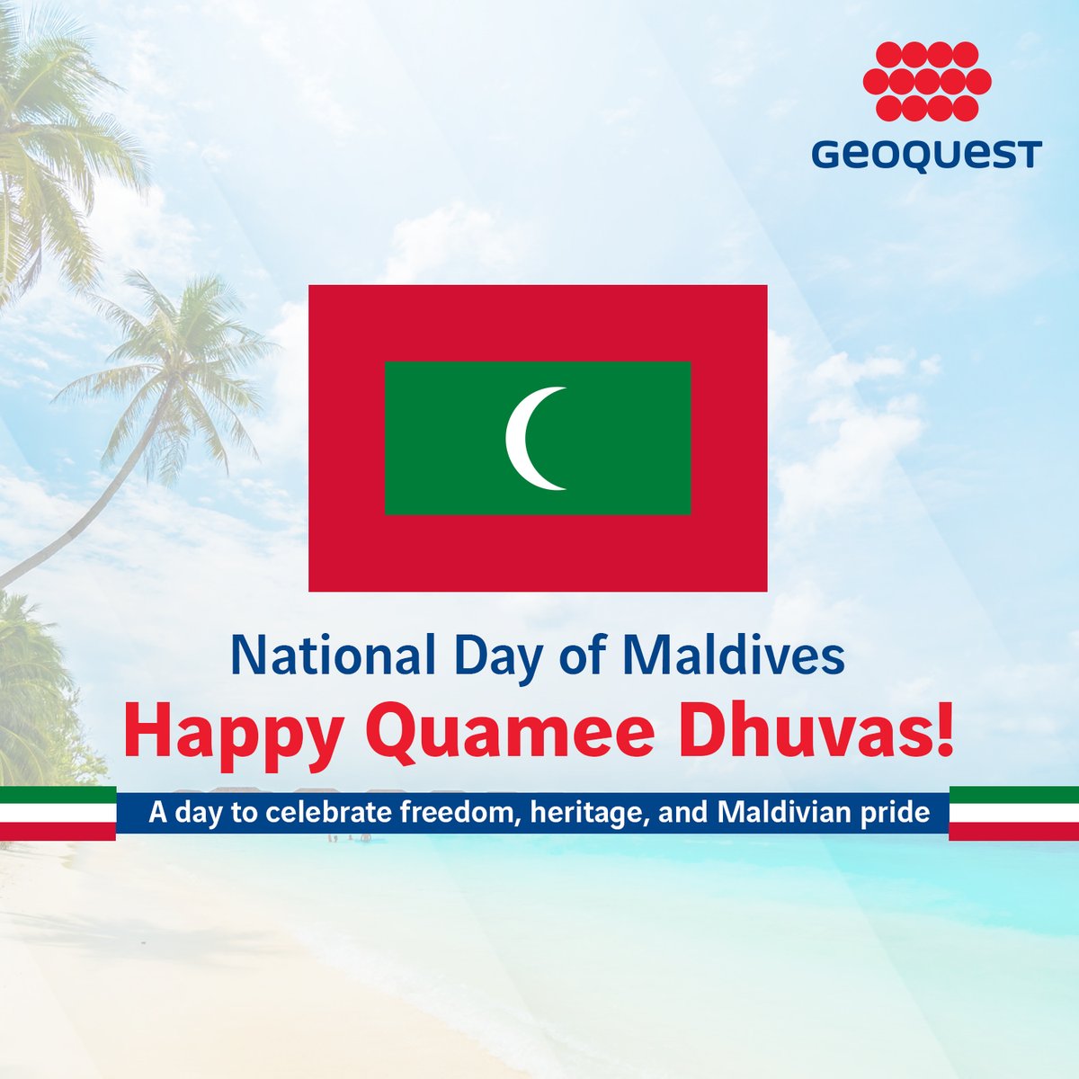 GeoquestIndia's tweet photo. Happy National Day, Maldives! 🇲🇻

#DidYouKnow this day is observed to celebrate the victory of Mohamed Thakurufaanu Al Auzam over the Portuguese occupation in the year 1573?

#Maldives #QaumeeDhuvas https://t.co/QWVnG7bbRF