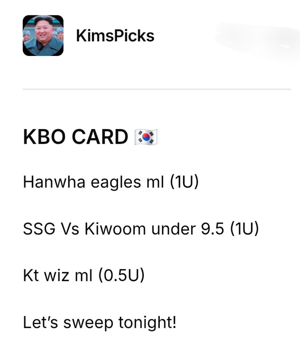 allcappersfreee's tweet image. overnight plays🔥✅️

KBO🔥

#Dirtybubblebets 
#Kimspicks 

Sorry for not posting today, wasn't in my best health! We come strong tomorrow 💪