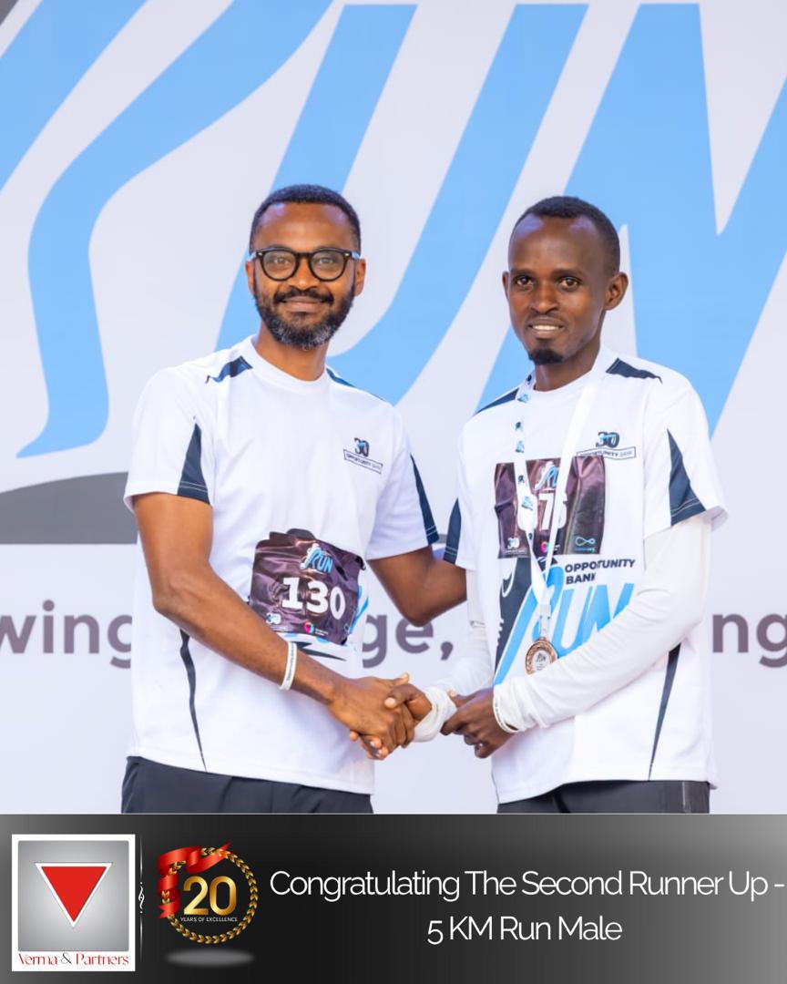 On 10 Aug 2025, our Managing Partner Raymond Ndyambaki joined the <a href="/Opportunity_UG/">Opportunity Bank Uganda Limited</a> Annual Run — running for the future 🌍and awarding the 5km race champions 🏅
#VermaAndPartners #OpportunityBank #RunWithPurpose #GreenUganda #Uganda 
<a href="/ramoskashoggie/">Raymond Ndyagambaki</a> <a href="/Graham2josh/">Graham</a> <a href="/2df156ccd863480/">Ayebale Samuel</a>