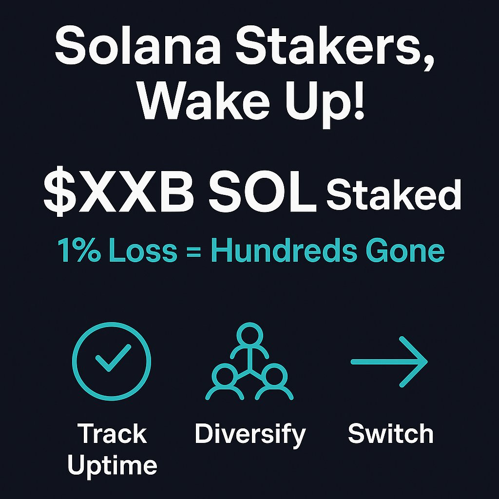 Listen up <a href="/everstake_pool/">Everstake</a> says Solana stakers are losing $$ every epoch here’s how to stop it.

H1 2025 saw over $XXB SOL staked yet thousands are quietly losing rewards every epoch.

Why? Wrong validator choice.

📉 A 1% higher commission = hundreds lost yearly
📉 Low uptime =
