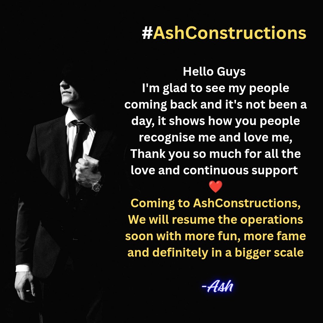 ManForUrDream's tweet photo. Let's get back into it bigger stronger better version of #AshConstructions
I thank all of my close friends and well wishers for their immediate and continuous supportโค๏ธ https://t.co/MkHfHT31Wf