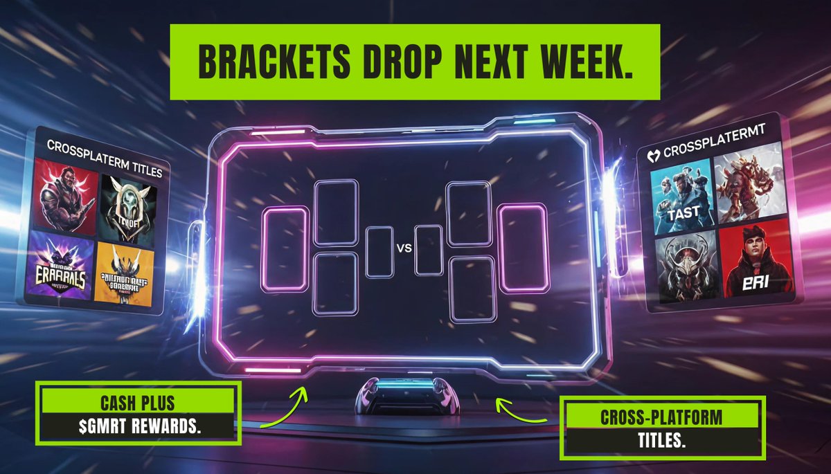Brackets drop once centre is live. Cross-platform titles. Cash plus $GMRT rewards!!

#GMRT #Esports #Gaming #Tournaments
