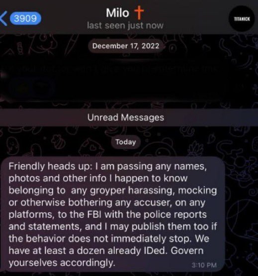 Partisangirl's tweet image. I see that my screenshots of Milo admitting he spoke to the feds has been making the rounds.

So here's some more.

If you're in a glass house you shouldn't throw stones at @NickJFuentes .