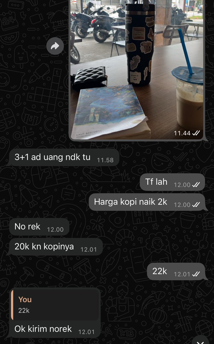 mabuchiikouuu's tweet photo. Percintaan orang dewasa itu yang 1 kuat malak yang 1 harus ikhlas di palak, kopi hari ini harganya 522k 😭 https://t.co/DfYVsXunoI