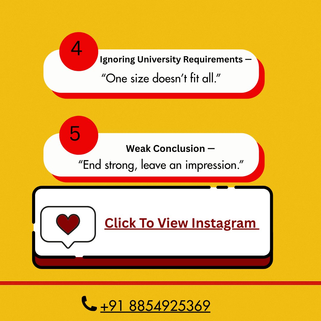 HrResearchers's tweet photo. Your SOP can make or break your admission 🎯

Here are 5 mistakes to avoid:

1️⃣ Too generic
2️⃣ Poor structure
3️⃣ Too many achievements
4️⃣ Ignoring requirements
5️⃣ Weak ending

💡 Get yours reviewed by experts → DM “SOP” 📝
#SOP #StudyAbroad #HigherEd #AcademicWriting #Admissions https://t.co/I4b1wpiXo1