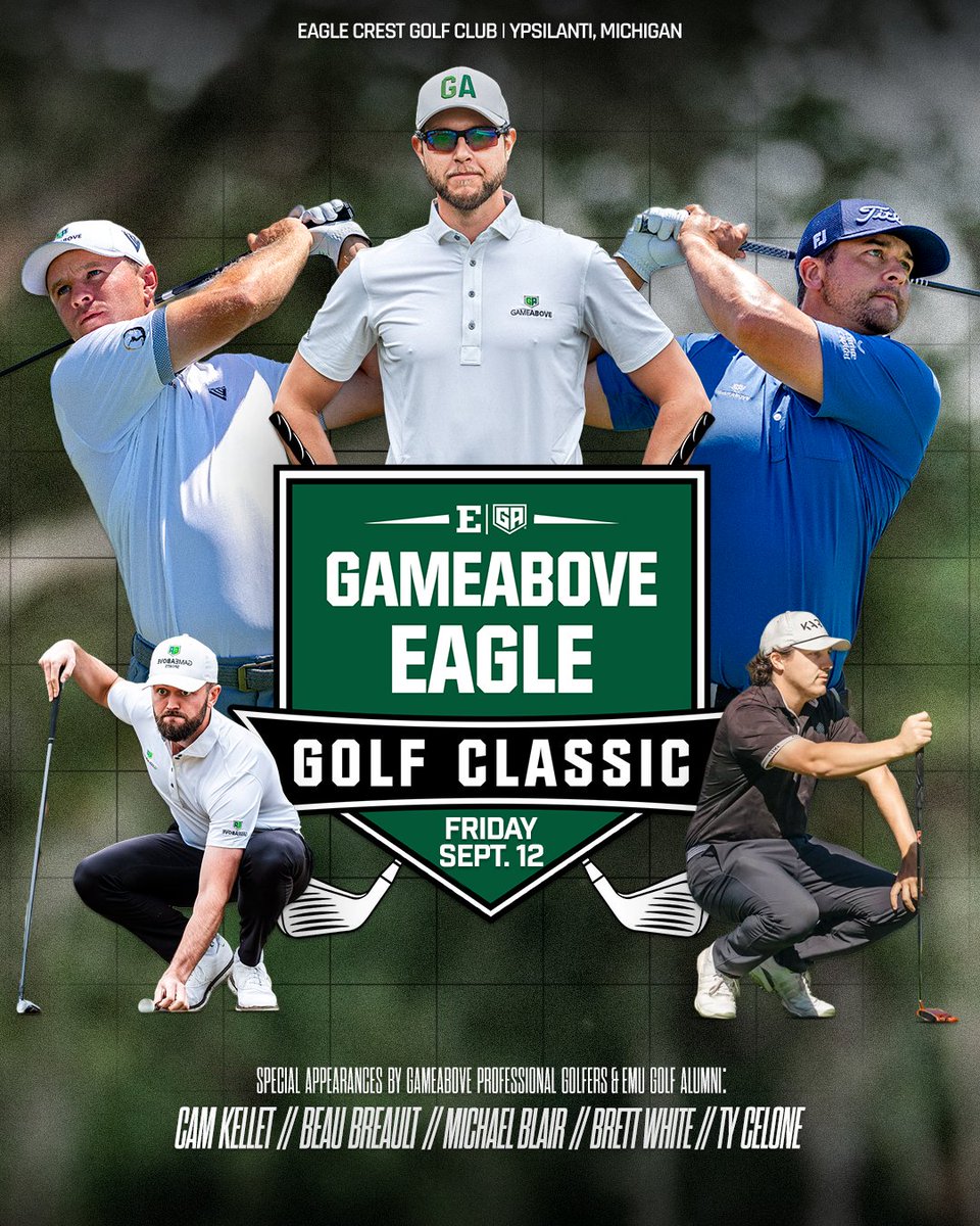We’re officially one month away from the Inaugural Eagle Golf Classic! 🦅⛳️

Join us Friday, Sept. 12 at Eagle Crest Golf Club to support EMU men’s &amp; women’s golf. Play a round, enjoy breakfast &amp; lunch, grab your tee gift, and even add an EMU Eagle — including GameAbove Golf pros